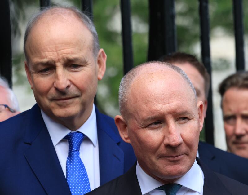Taoiseach Micheál Martin with Jim Gavin. Photograph: Stephen Collins/Collins Photos 