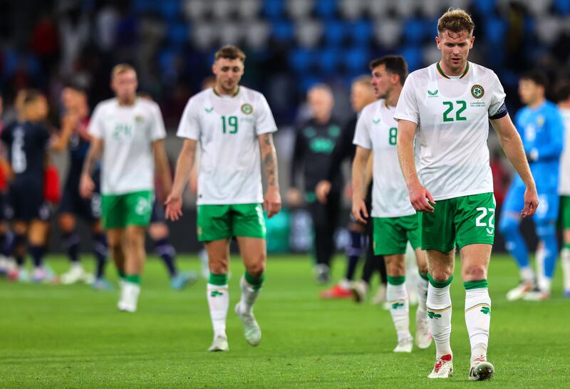 Ireland’s Nathan Collins after the game. Photograph: Ryan Byrne/Inpho