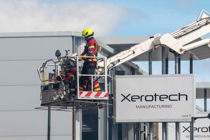 Fire crews at the Xerotech facility in Claregalway on Friday. Photograph: Liam Burke/Press 22