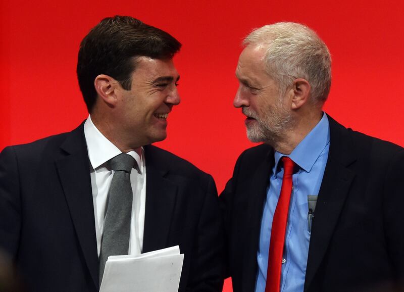 Then shadow home secretary Andy Burnham with then Labour party leader Jeremy Corbyn in 2016. Photograph: Paul Ellis/AFP via Getty