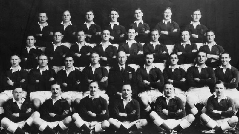 George Beamish (second from right, back row) in the official photograph of the  Lions touring party in May 1930. Photograph:  Popperfoto via Getty Images/Getty Images