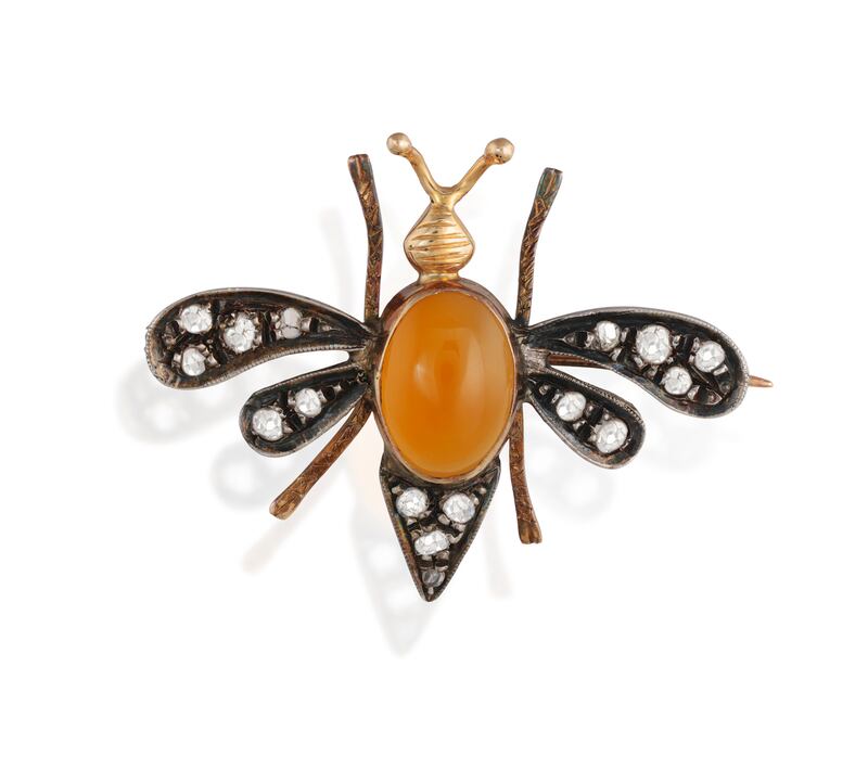 One of two diamond bee brooches for sale at Adam's Jewellery Box auction (€500-€700)