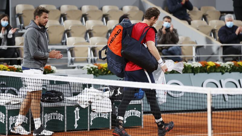 Andy Murray leaves the court after his defeat to Stan Wawrinka in the French open in September. Photograph: Clive Brunskill/Getty