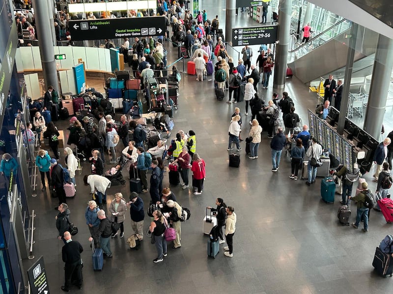 The scene at Dublin Airport this morning when a power outage affected operations at Terminal 2.