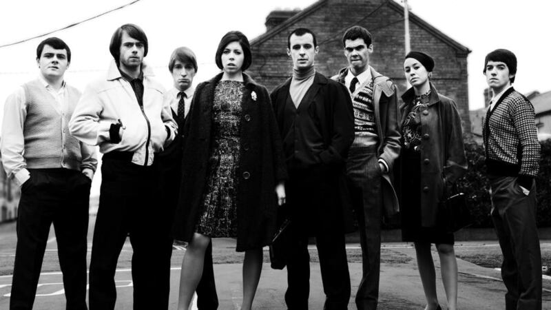 Rea (third from right) with Laurence Kinlan, Rory Keenan, John Cronin, Eileen Walsh, Tom Vaughan Lawlor, Kate Brennan and Ciarán O’Brien in the Abbey production of Saved in 2007. Photograph: Ros Kavanagh