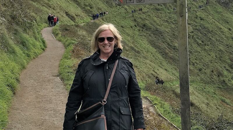 Morag McLean at the Giant’s Causeway during her visit to Ireland earlier this year.