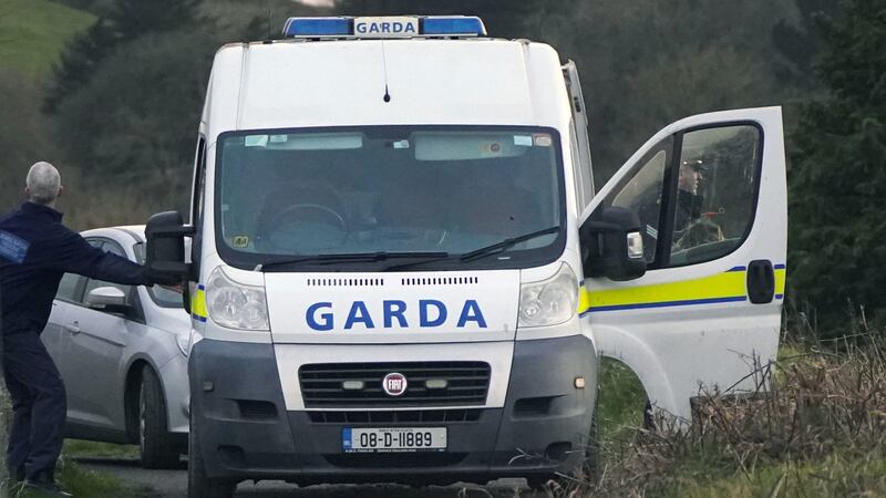 Gardaí at the scene of the  shooting on farmland near Tallaght,  Dublin. Photograph: Niall Carson/PA Wire