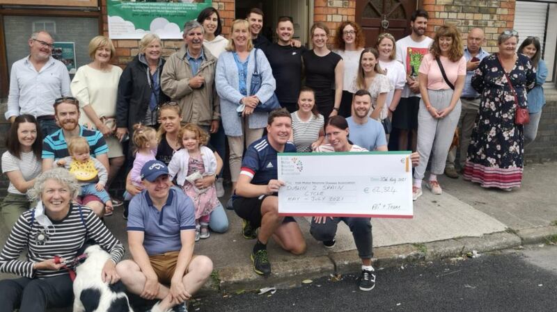 Alisdair Anderson  with a cheque for more than €62,000 in August for the Irish Motor Neurone Disease Association