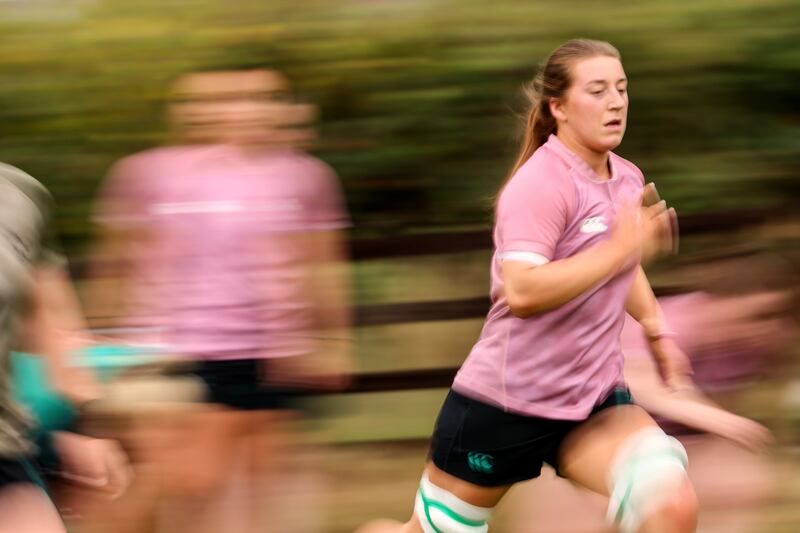 Claire Boles takes part in Ireland's training session at Towcestrians Sports Club in Northampton on Wednesday. Photograph: Ben Brady/Inpho
