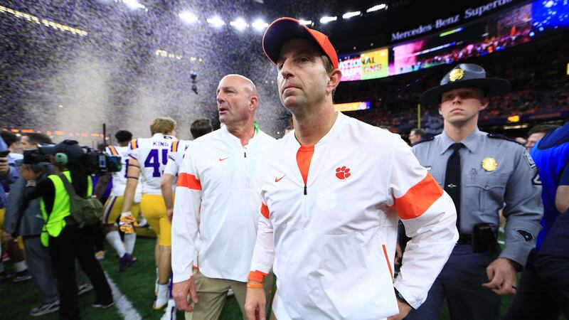 Clemson head coach Dabo Swinney has said God is bigger than coronavirus and will bring life back to normal. Photo: Mike Ehrmann/Getty Images
