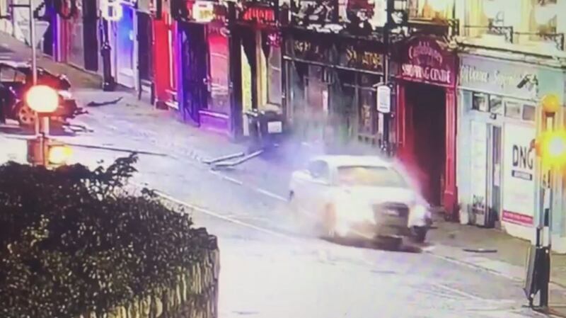 CCTV from the incident in Castleblayney where a vehicle collided with a parked car causing the death of Stephen Marron. Image: Newsfile