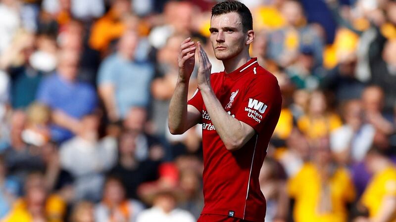 Andy Robertson during Liverpool’s 2-0 win over Wolves. Photograph: Phil Noble/Reuters