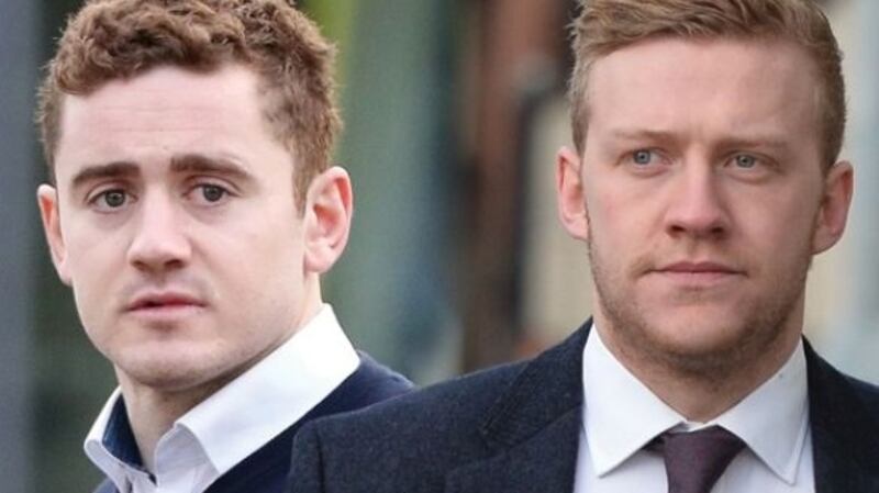 Paddy Jackson (left) and Stuart Olding were last week found not guilty of raping a 19-year-old woman in Belfast in 2016.