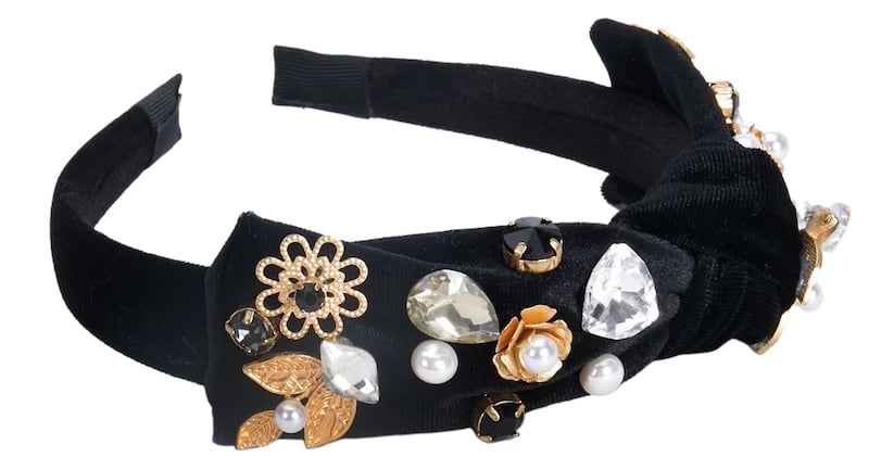 Black velvet rhinestone hairband €17.99, Parfois