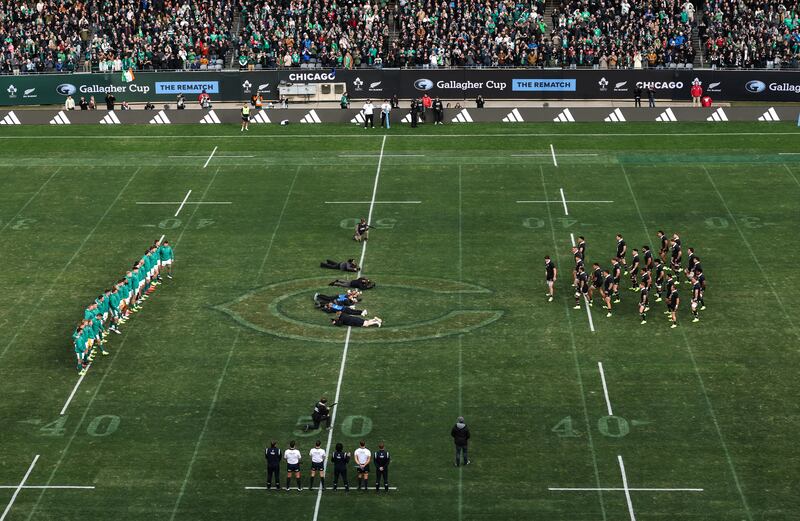 How the Soldier Field pitch looked without the superimposed ads. Photograph: Gary Carr/Inpho                   