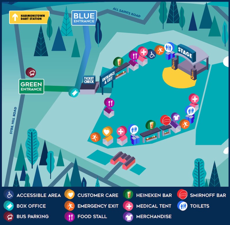Map of St Anne's Park for concerts in 2024