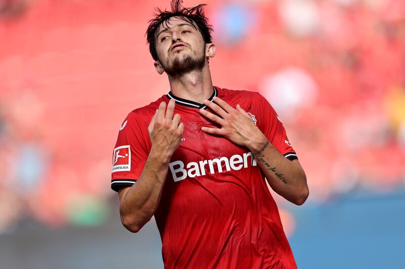 Sardar Azmoun of Leverkusen is Iran's star man. Photograph: Christof Koepsel/Getty Images