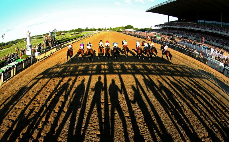 The field starts the 146th running of the Belmont Stakes at Belmont Park in June 2014. More than 40 tracks have closed in the US this century  Photograph: Al Bello/Getty Images