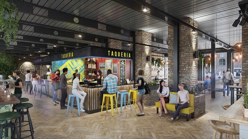 Computer generated image of the new food and leisure space at Bolands Mills.