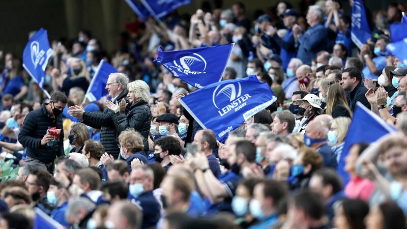 Leinster fans at Friday night’s pre-season  match at the  Aviva Stadium. Photograph: Laszlo Geczo/Inpho