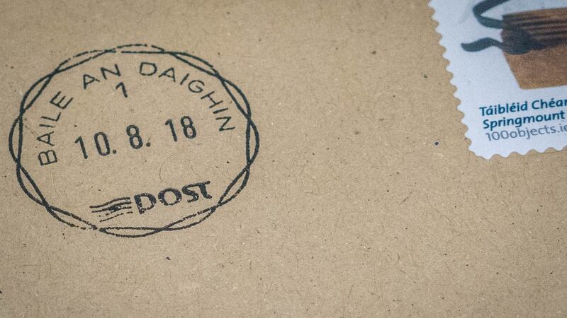 The Ballindine postmark franked on a letter on the last day of business at the Co Mayo post office. Photograph: Keith Heneghan