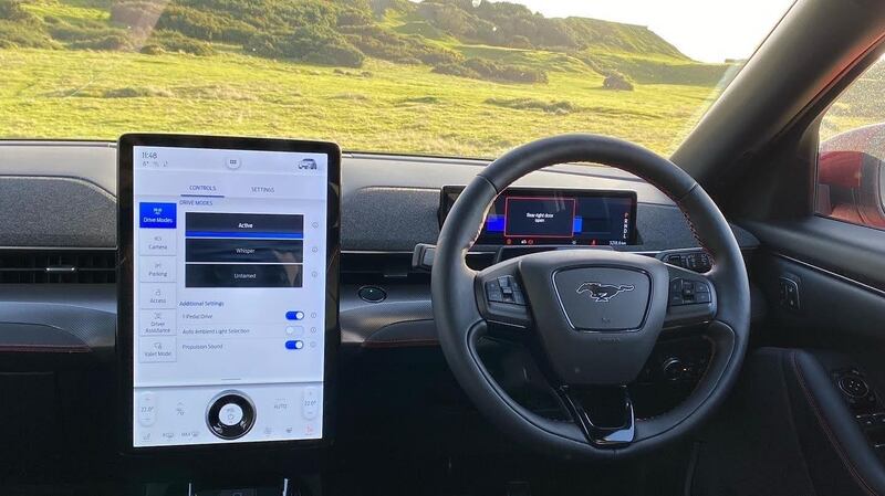 The big touchscreen uses Ford’s impressive new Sync4 software