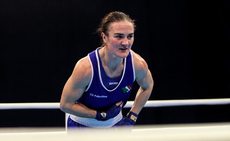 Kellie Harrington celebrates her victory at the Women's European Boxing Championships in Montenegro. Photograph: INPHO/Aleksandar Djorovic