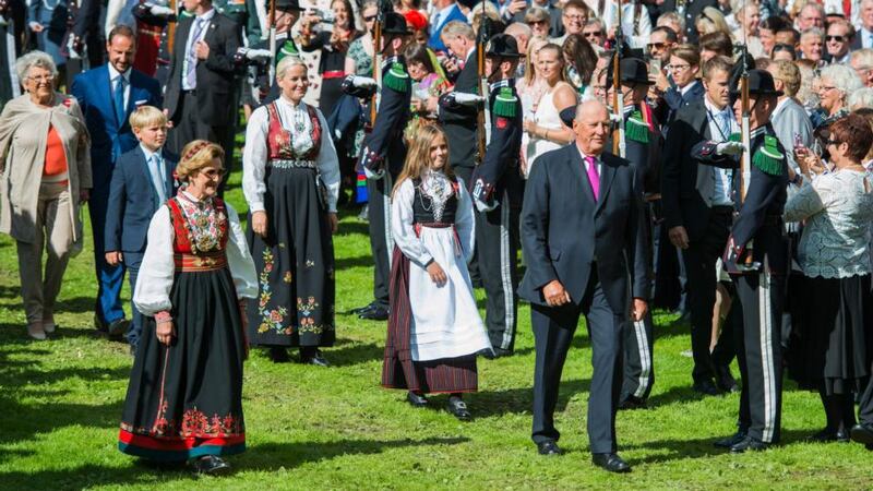 Pluralist: King Harald arrives at the garden party where he made his speech, in September. Photograph: Fredrik Varfjell/AFP/Getty