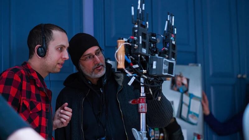Cronenberg with cinematographer Karim Hussain on the set of Possessor. Photograph: Neon