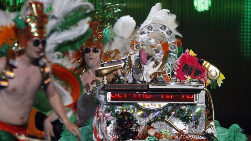 Low point: “I thought the joke would carry,  but it failed spectacularly,” Julian Vignoles says of Dustin the Turkey’s 2008 entry, in Belgrade. Photograph: Marko Djurica/Reuters