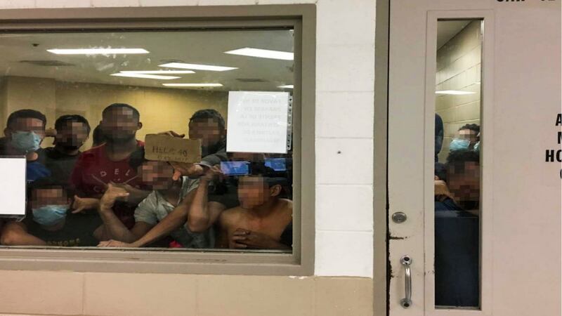 A handout photo made available by the US Office of the Inspector General shows overcrowded conditions at the US Border Patrol’s McAllen holding station in McAllen, Texas on June 10th, 2019.