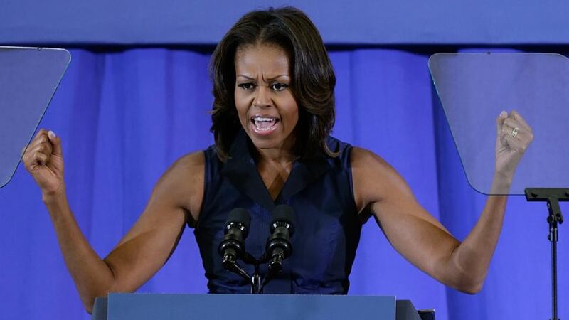 Michelle Obama, who told inner-city London schoolgirls that ‘your success will be determined by your own confidence and fortitude’