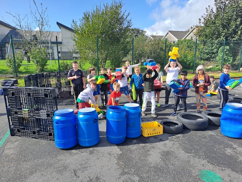 Pupils enjoying Galway Educate Together National School's repurposed schoolyard.