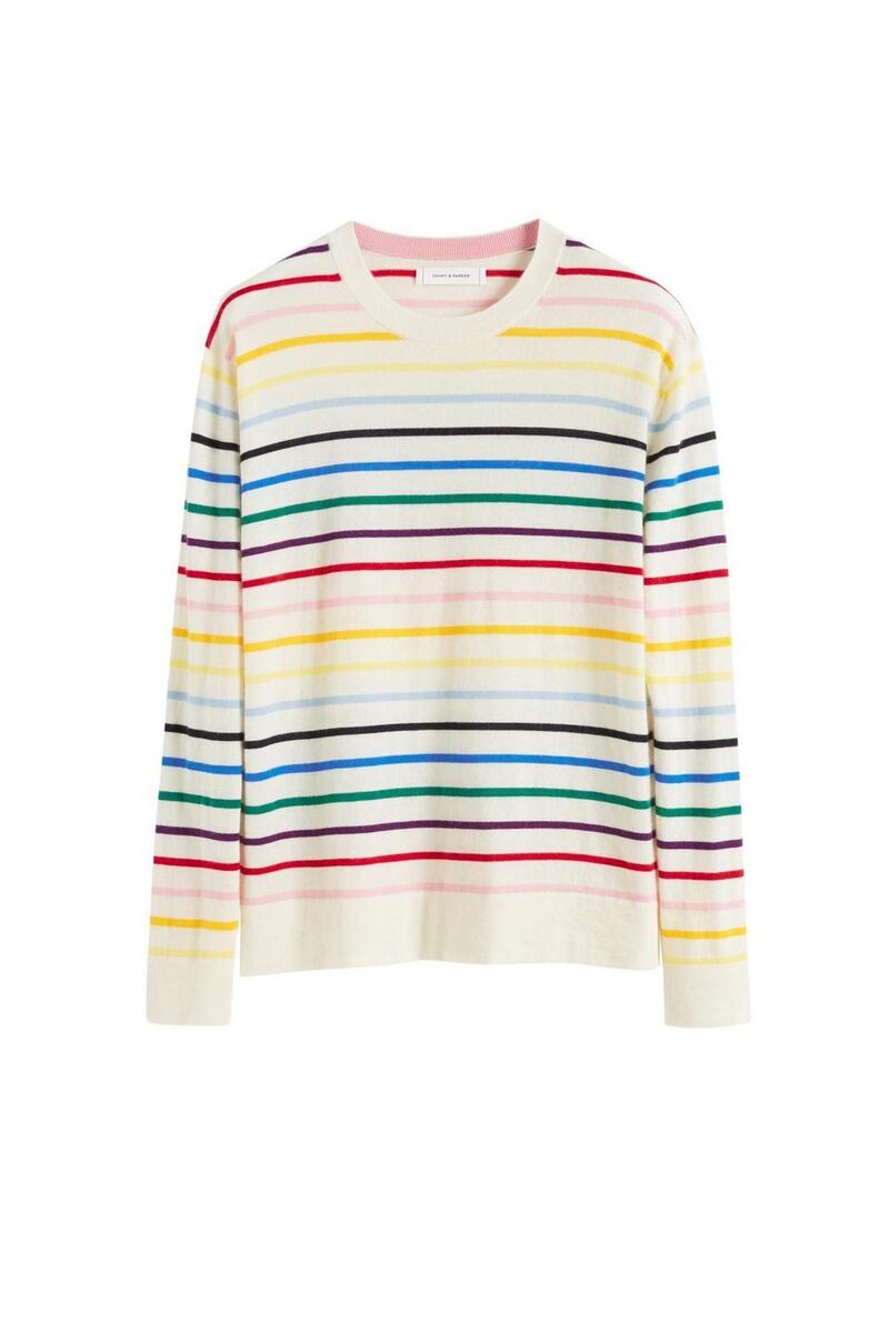Rainbow stripe cashmere, €395, Chinti and Parker