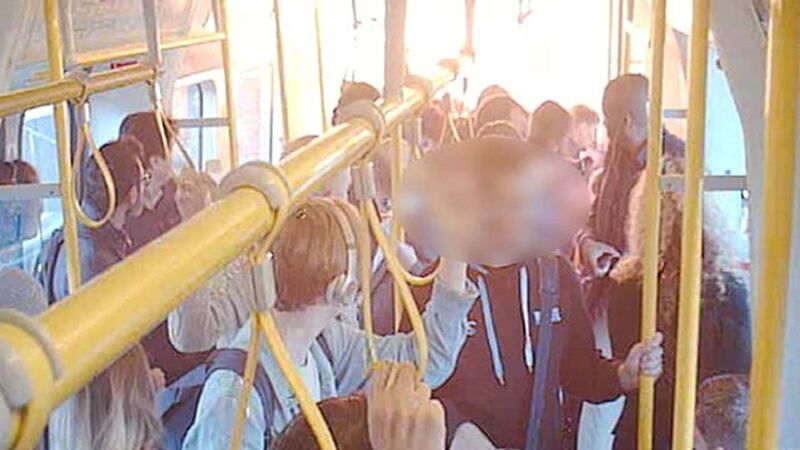 CCTV image from September 15th, 2017, issued by the Metropolitan Police, of a fireball at the rear of a tube train  as a bomb was detonated at Parsons Green station in London. FIle photograph: Metropolitan Police/PA Wire
