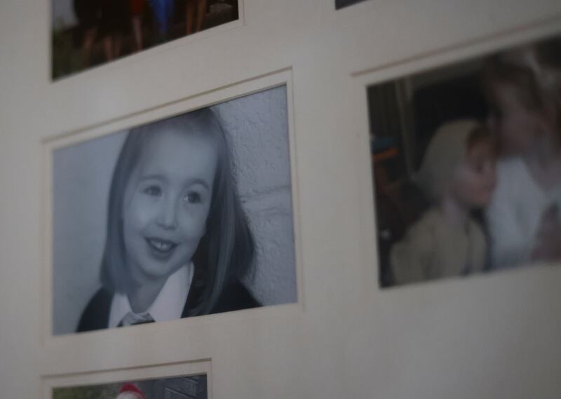 Pictures of Amelia Belle Ferguson on the wall of her home in Firhouse, Dublin. Photograph: Bryan O’Brien