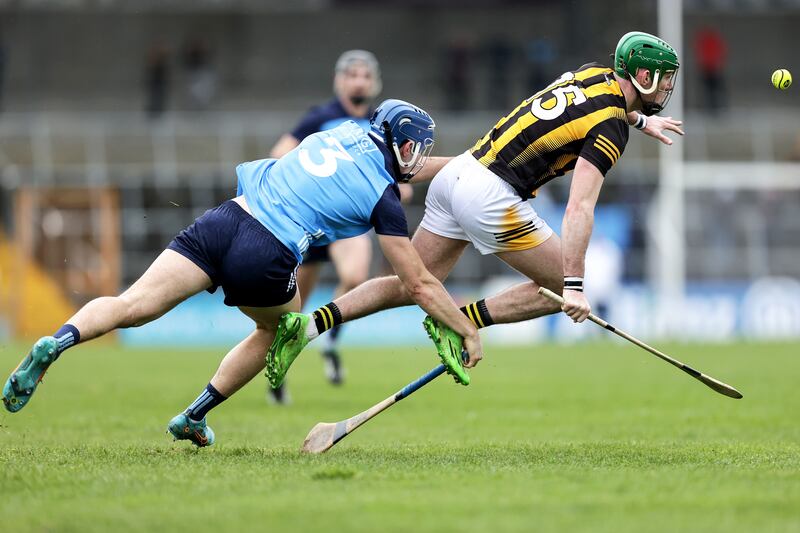 Kilkenny's Eoin Cody and Eoghan O'Donnell of Dublin in action in Nowlan Park on Sunday. Photograph: Laszlo Geczo/Inpho