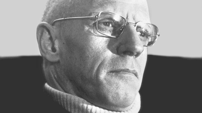 French philosopher Michel Foucault achieves a hairless look of terrifying intensity.
