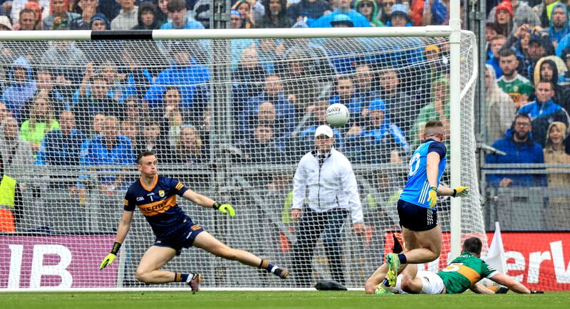 Dublin's Paddy Small scores a goal during the All-Ireland final against Kerry at Croke Park. Photograph: Evan Treacy/Inpho