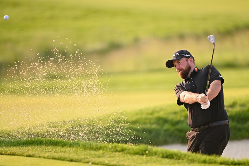 Shane Lowry of Ireland plays a shot from the bunker on the 11th hole during a practice round ay Oakmont Country Club. Photograph: Ross Kinnaird/Getty Images