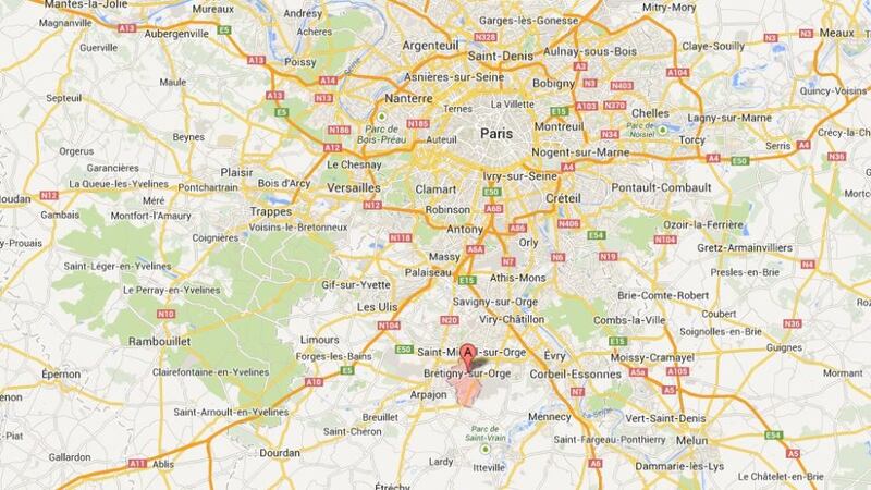The train derailed at Bretigny-sur-Orge at around 5.15pm. Image: Google Maps