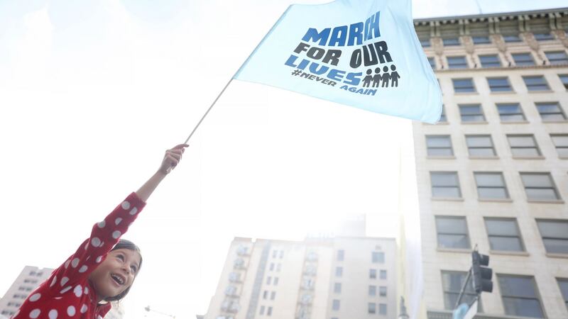 March For Our Lives in Los Angeles, California. Photograph: Andrew Gombert/EPA
