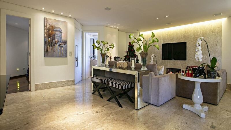 This apartment in Sao Paulo has been completely renovated with high-end materials such as marble flooring