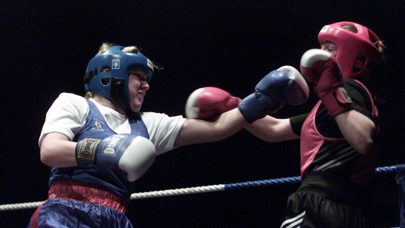 Elanna Audley  and Katie Taylor at the National Stadium in 2001. Photograph: Morgan Treacy/Inpho
