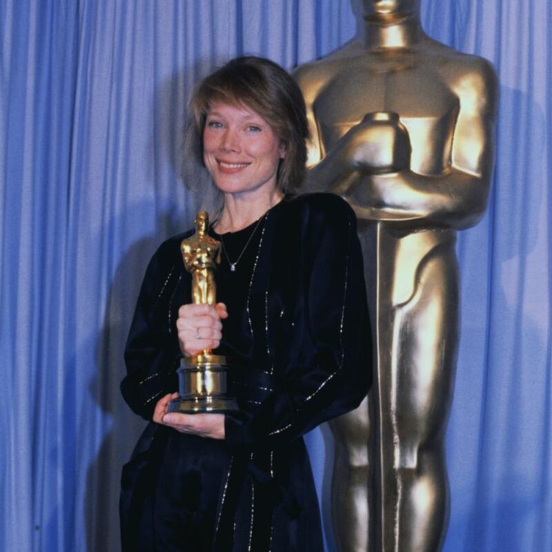 Sissy Spacek receiving an Oscar for best actress in her performance in Coal Miner’s Daughter (1981). Photograph: Bettmann