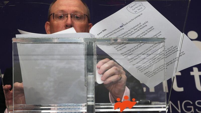 Permanent TSB chief executive Jeremy Masding. PTSB was the first bank to be fined for its role in the tracker mortgage scandal, when the Central Bank sent it a €21 million bill in May. Photograph: Brian Lawless/PA Wire