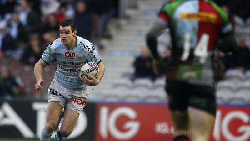 Johnny Sexton makes a line-break for  Racing Metro against Harlequins  at The Twickenham Stoop in December 2013. Photograph: Alan Crowhurst/Getty Images
