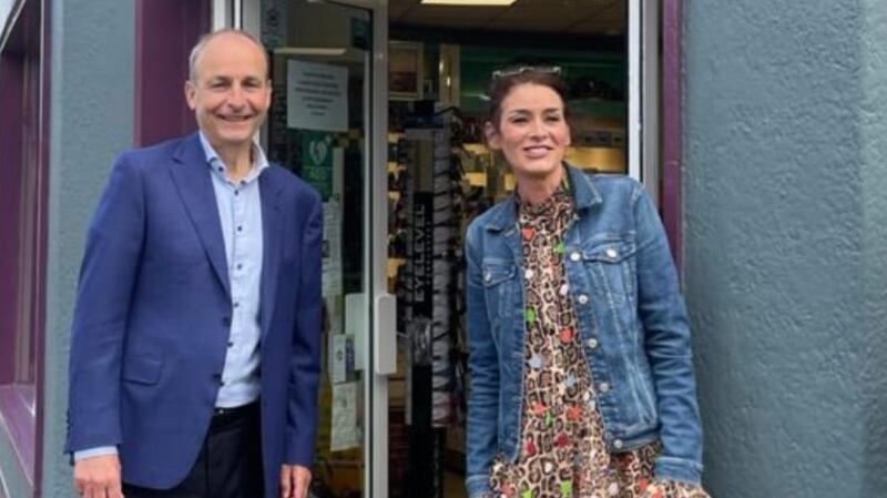 Micheál Martin and Kate O’Connell at her Pharmacy in Rathgar