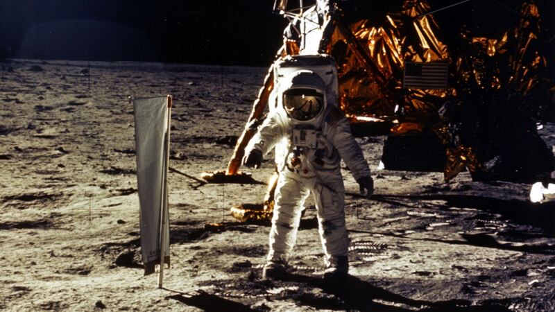 Astronaut Edwin Aldrin Jr landing on the moon on July 20th, 1969. Photograph: NASA/Newsmakers