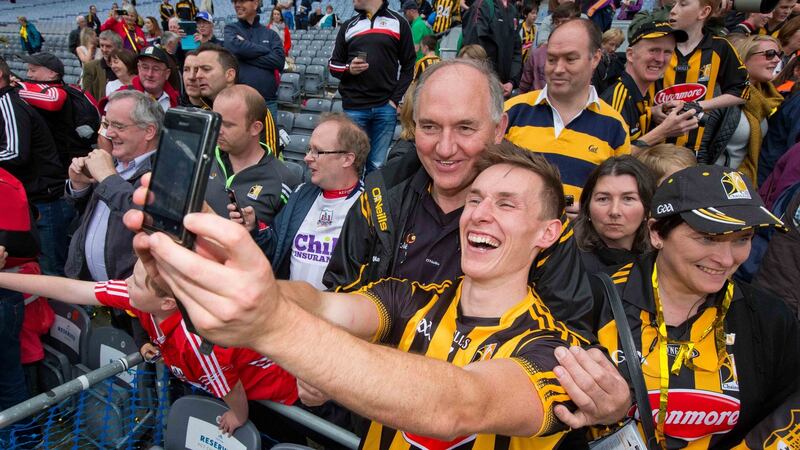 Kilkenny’s Cillian Buckley poses for a selfie following the 2015 All-Ireland SHC final. Photograph: Morgan Treacy/Inpho